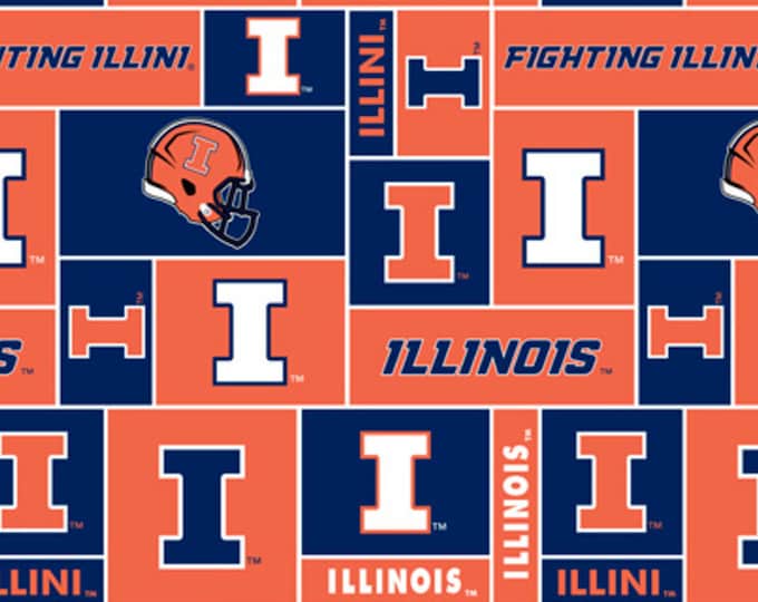 Illinois Fighting Illini Licensed FLEECE fabric. See Description for actual measurements available.