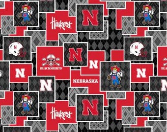 Tela de los Huskers de la Universidad de Nebraska, 100 % algodón, con licencia oficial de Argyle