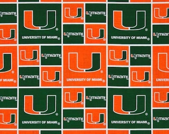 University of Miami 100% Cotton Officially Licensed