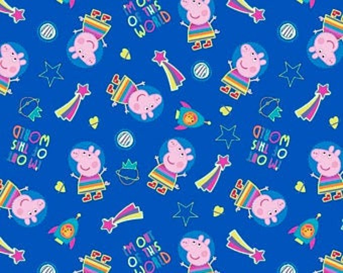 Peppa Pig Out of The World Cotton Fabric 100% Officially Licensed