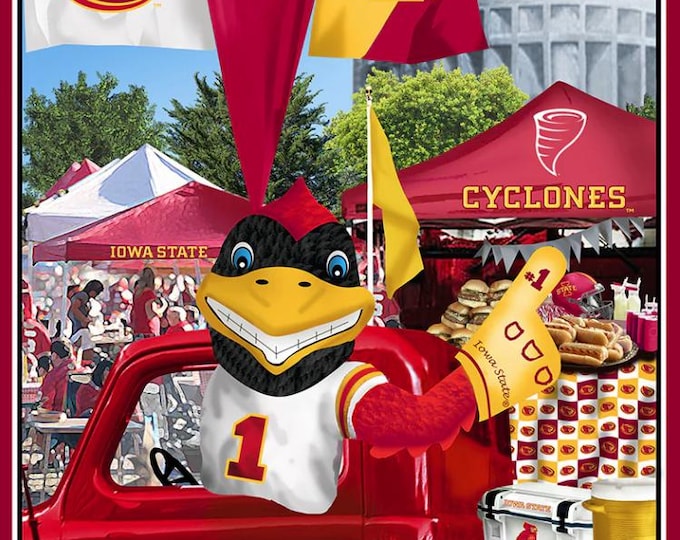 Iowa state Cyclones Fabric 100% Cotton Panel 42x32 Officially Licensed