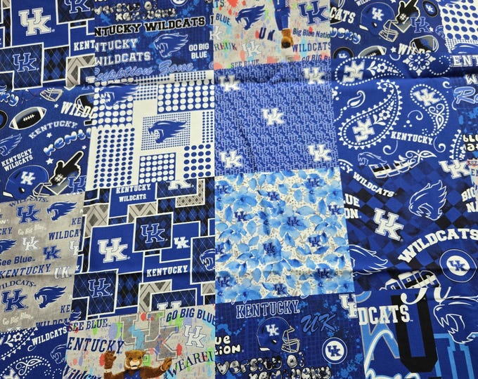 University of Kentucky Wildcats 100% Cotton Fabric Officially Licensed Cheater Quilt