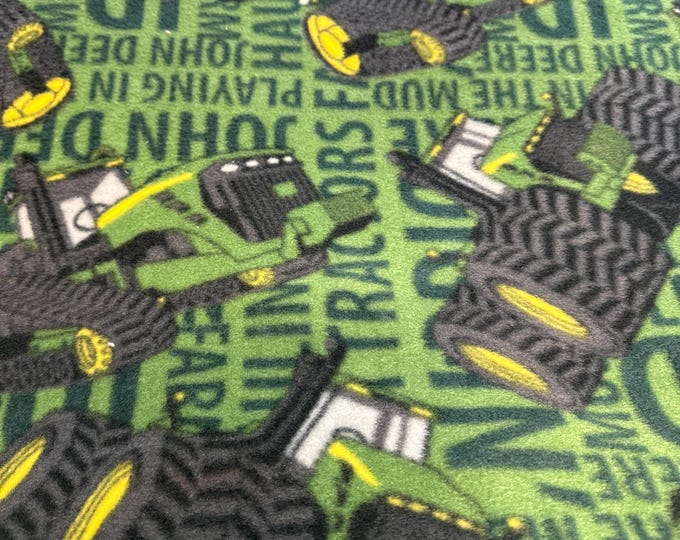 John Deere Tractor Licensed FLEECE fabric. See Description for actual measurements available.