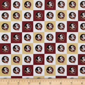 Florida State Seminoles Checkerboard Print FSU 100% Cotton Officially Licensed