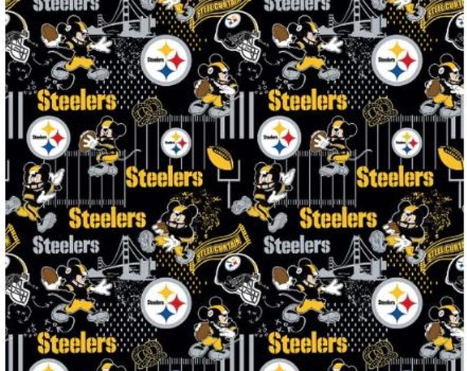 Mickey Mouse Pittsburgh Steelers Cotton Fabric  100% Cotton Officially Licensed