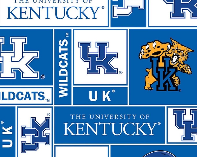 University of Kentucky UK Wildcats Licensed FLEECE fabric. See Description for actual measurements available.