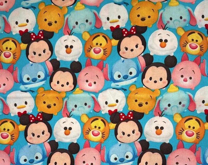 Tsum Tsum Mickey and Friends Cotton Fabric 100% Cotton  Ships in 1 Business Day Officially Licensed