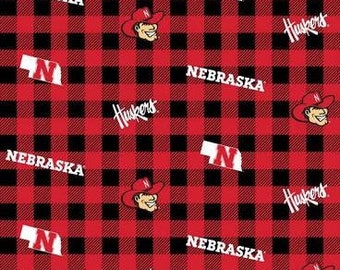 University of Nebraska Fabric by the Yard Box Allover #020
