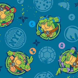 Teenage Mutant Ninja Turtles Cotton Fabric 100% Cotton TMNT Pizza paint Officially Licensed