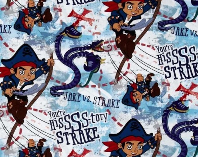 Jake and The Neverland Pirates Danger From The Deep Blue  Cotton Fabric 100% Cotton Officially Licensed