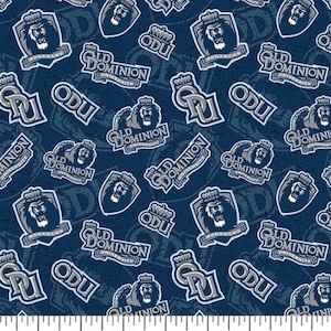 Old Dominion University tone on tone Monarchs Fabric 100% Cotton Officially Licensed
