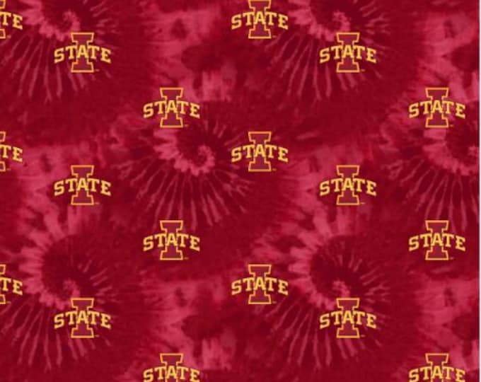 Iowa State Cyclones Tie Dye Fabric 100% Cotton Officially Licensed