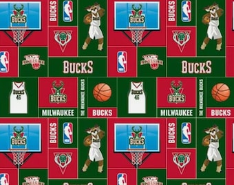 Milwaukee Bucks Licensed FLEECE fabric. See Description for actual measurements available. Officially Licensed
