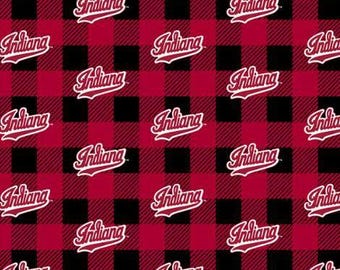 Indiana Hoosiers Fabric 100% Cotton Buffalo Plaid Officially Licensed