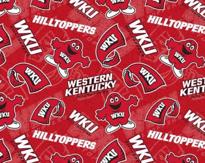 WKU Western Kentucky Hilltoppers Cotton Fabric 100% Cotton Officially Licensed