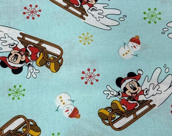 Mickey Minnie Mouse  Christmas Cotton Fabric 100% Cotton Officially Licensed