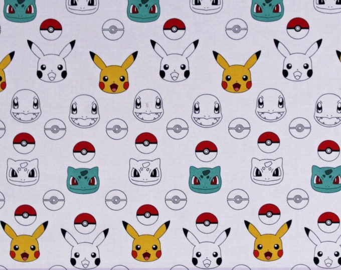 Pokemon Cotton Fabric 100% Cotton Officially Licensed