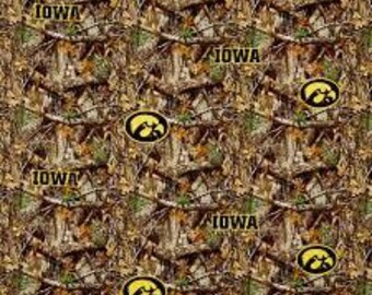 University of Iowa Hawkeyes Camo Fabric 100% Cotton   PRECUT end of bolt Officially Licensed
