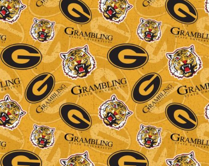 Grambling State 100% Cotton Fabric Tigers Officially Licensed