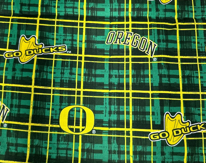 Oregon Ducks Block Fabric 100% Cotton plaid Officially Licensed