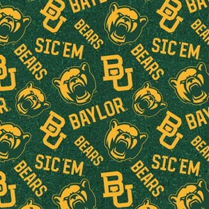Baylor University Bears Sic Em Fabric 100% Cotton Officially Licensed