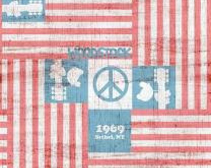 Woodstock Ventures Flag cotton Fabric 100% Cotton  Ships in 1 Business Day Officially Licensed