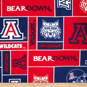 University of Arizona  Licensed FLEECE fabric. OOP Rare and Hard to find. Officially Licensed