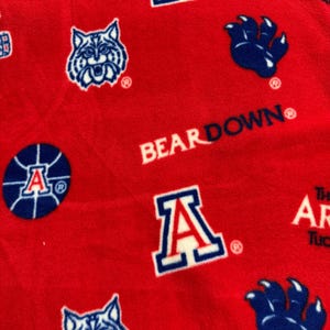 University of Arizona  Licensed FLEECE fabric. OOP Rare and Hard to find. Officially Licensed