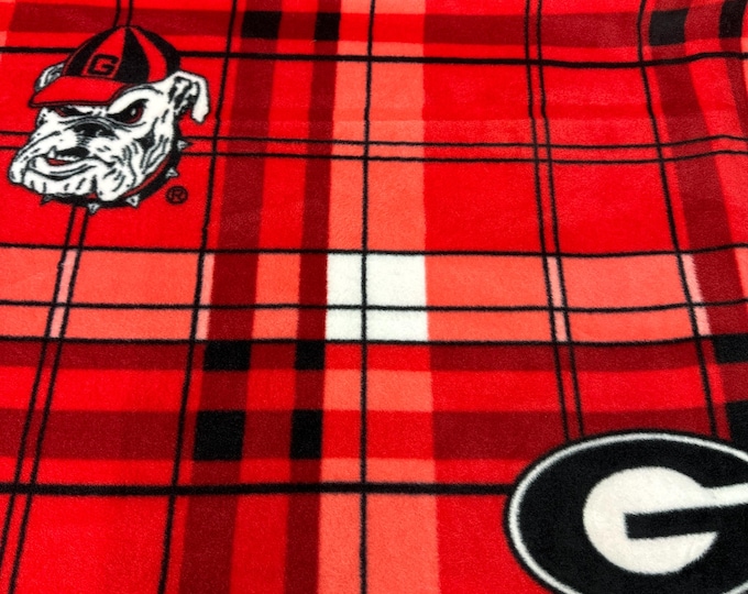 Georgia Bulldogs Licensed FLEECE fabric Preppy Plaid Officially Licensed