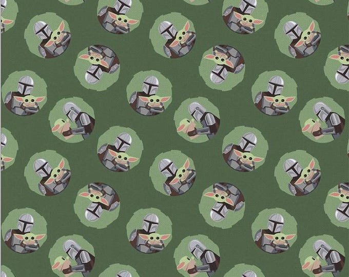 Star Wars Baby Yoda Mandalorian Storm Trooper Hello Friend Green Cotton Fabric 100% Cotton Officially Licensed