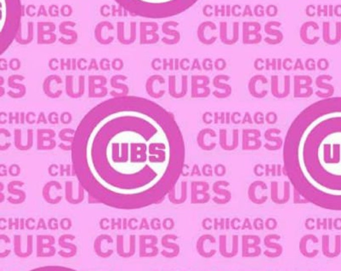 Chicago Cubs Baseball Fabric 100% Cotton Pink Brest Cancer awareness Officially Licensed