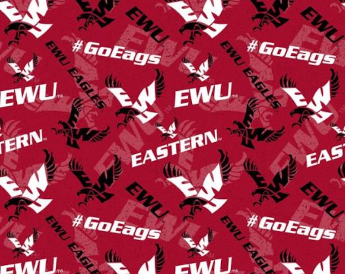 Eastern Washington University EWU Eagles cotton fabric  100% Officially Licensed