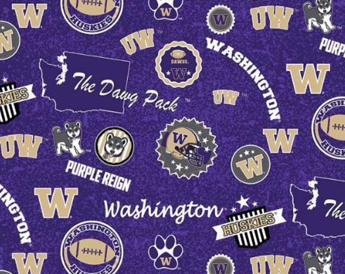 Washington University Huskies Fabric 100% Cotton Officially Licensed