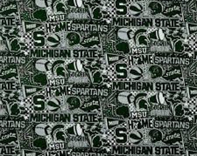 Michigan State Spartans pop art Fabric 100% Cotton Officially Licensed