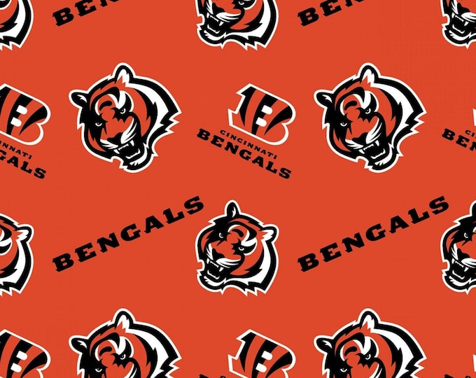 Cincinnati Bengals Licensed Fleece Fabric. See Description For Actual Measurements Available. Officially Licensed