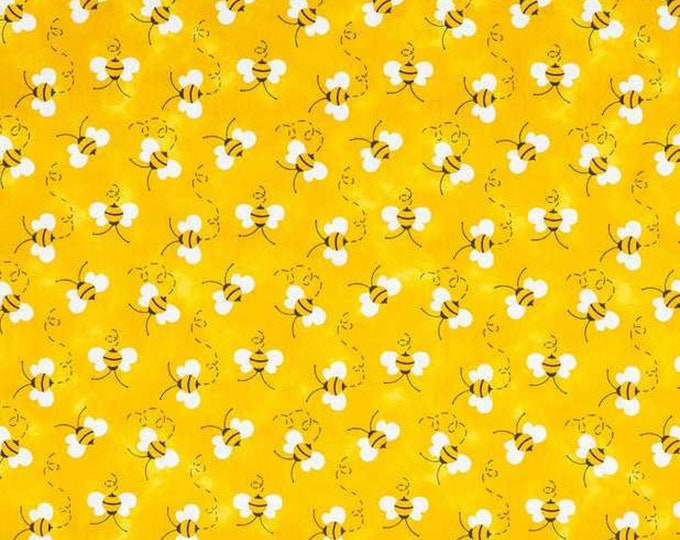 Yellow Bee Bumble Bee Honey Bee Buzz Cotton Fabric 100% Cotton