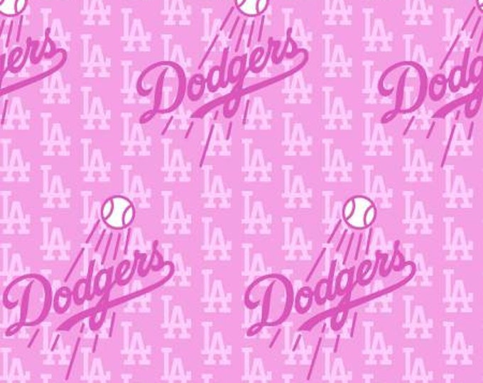 LA Dodgers Baseball Fabric 100% Cotton Pink Breast Cancer Awareness Officially Licensed