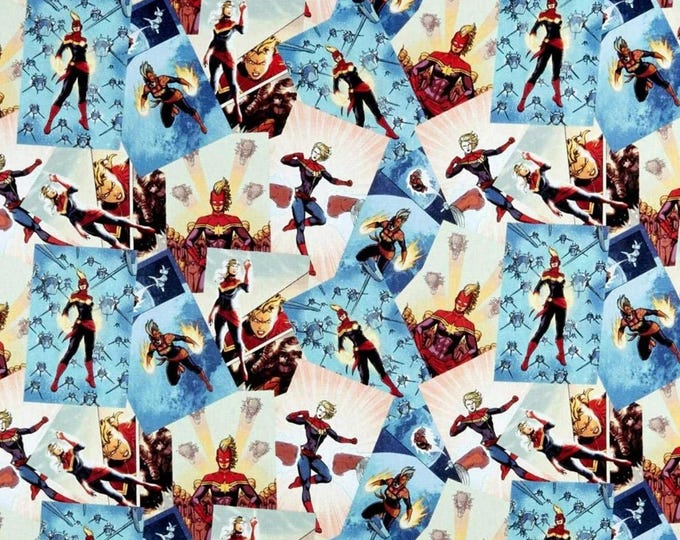 Captain Marvel Cotton Fabric 100% Cotton Officially Licensed