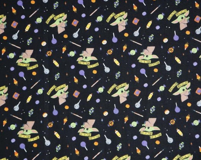Star Wars Baby Yoda Halloween Candy Gimmie Cotton Fabric 100% Cotton Officially Licensed