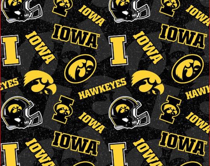 University of Iowa Hawkeyes Fabric 100% Cotton   Tone on Tone Officially Licensed