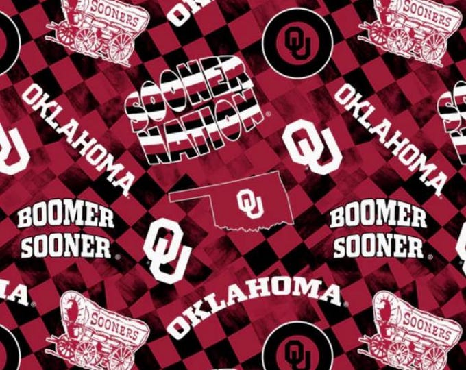 Oklahoma Sooners 100% Cotton Check Allover Officially Licensed