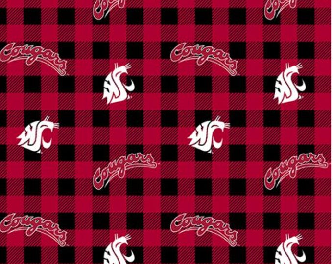 Washington State University WSU Cougars cotton fabric  100% cotton buffalo plaid Officially Licensed