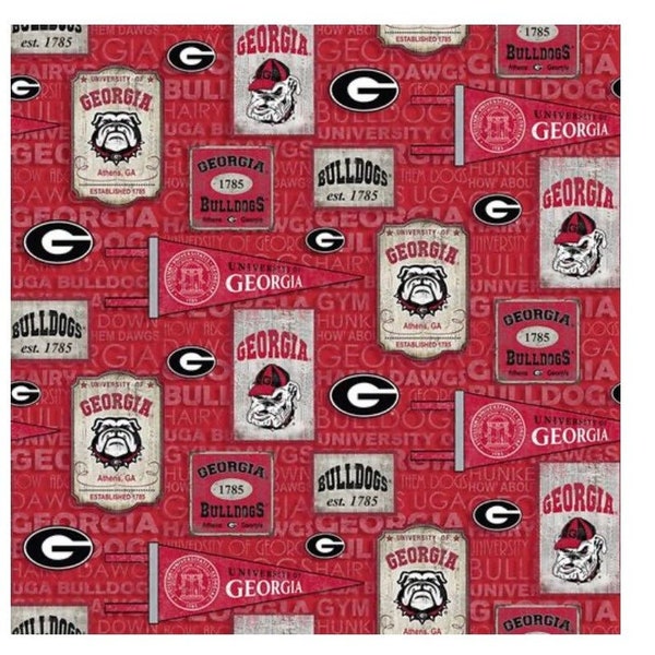 University of Georgia UGA Pennant Bulldogs Fabric 100% Cotton