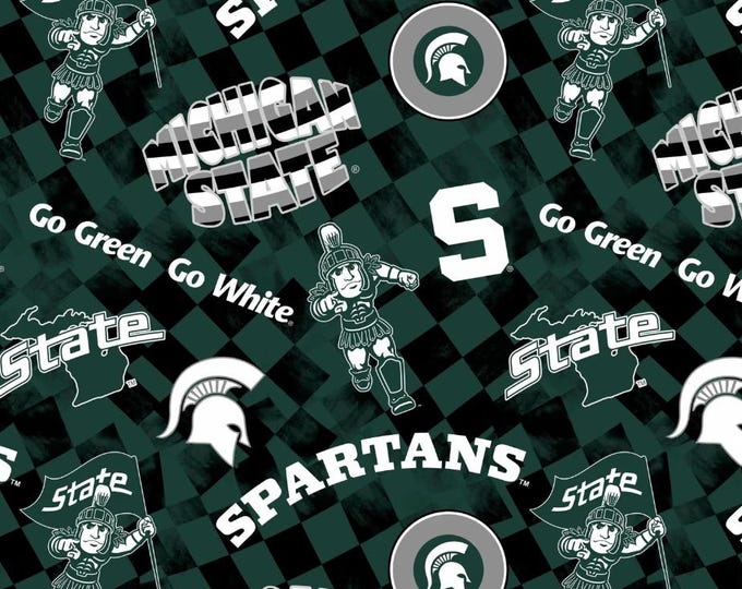 Michigan State Spartans Fabric 100% Cotton Check allover