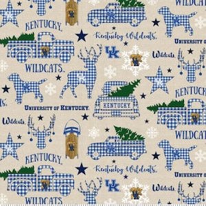 University of Kentucky Wildcats Cotton Fabric 100% Cotton Christmas Officially Licensed