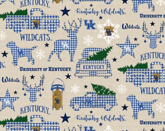 University of Kentucky Wildcats Cotton Fabric 100% Cotton Christmas Officially Licensed