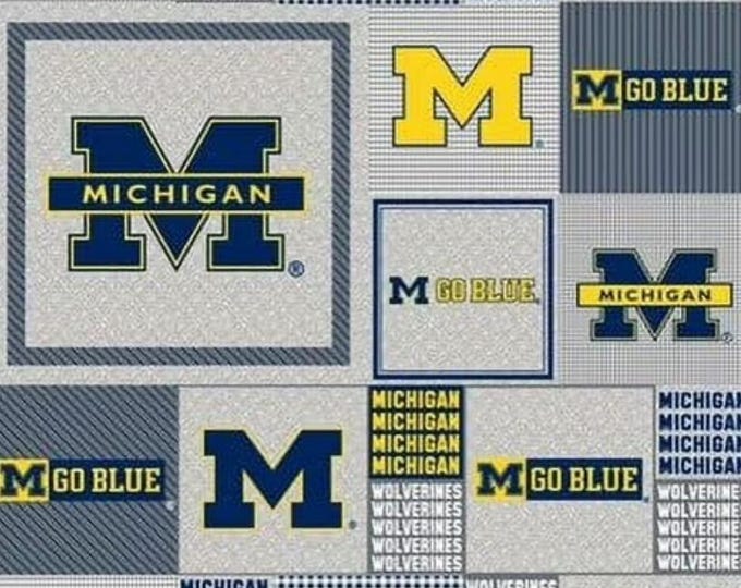 University of Michigan U of M Licensed FLEECE fabric. Wolverines Officially Licensed