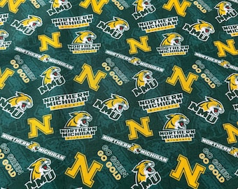 Northern Michigan Wildcats Cotton Fabric 100% Cotton Officially Licensed NMU