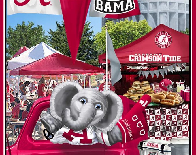 Alabama Fabric 100% Cotton Tailgate Panel 42x32 Officially Licensed