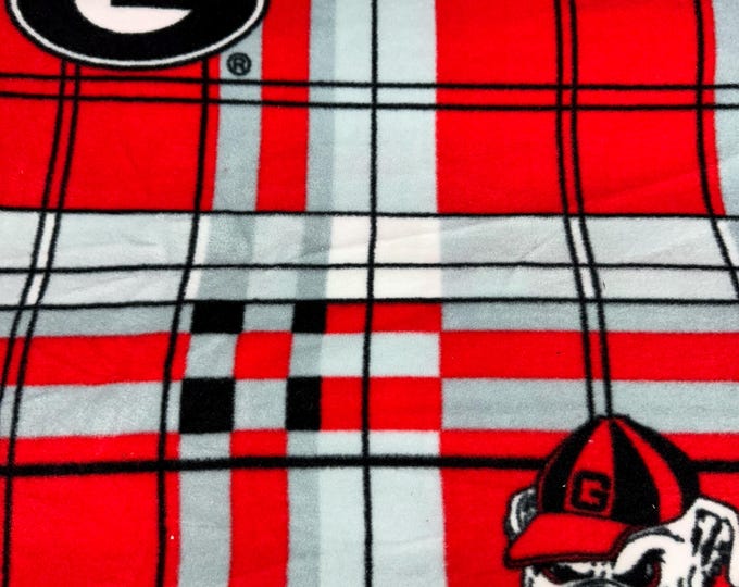 Georgia Bulldogs Licensed FLEECE fabric Preppy Plaid Officially Licensed